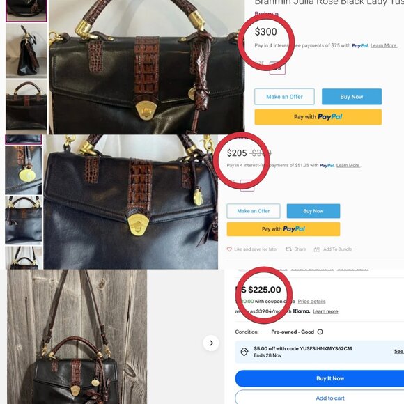 BRAHMIN Julia Rose Black Leather Lady Tuscan Shoulder BAg - Picture 3 of 13